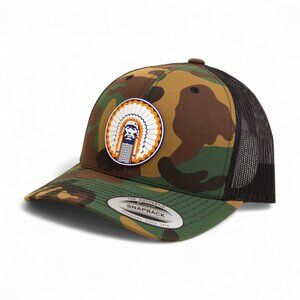 Illinois Fighting Illini Chief Illiniwek YP Snapback Hat- Army Camo/ Black
